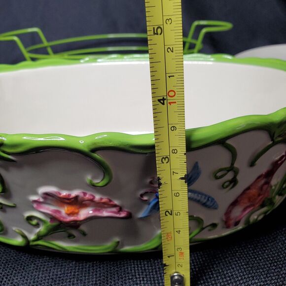 Temptations by Tara Green Dragonfly Ovenware Covered Casserole Set Oval 2qt, 1qt - Picture 10 of 14